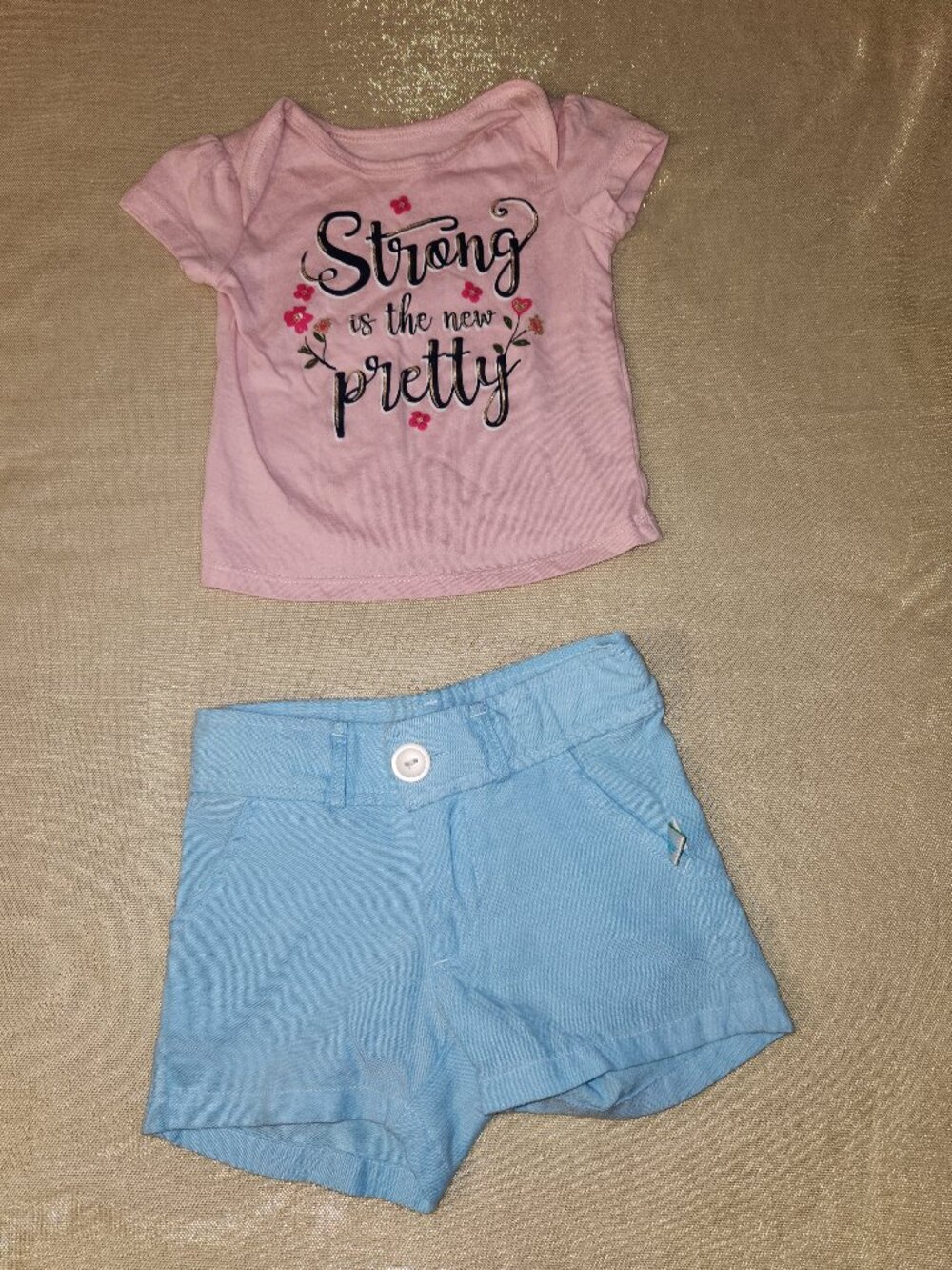 Wonder Nation 12M Strong Is The New Pretty Tee & Lolly Wolly Doodle Shorts